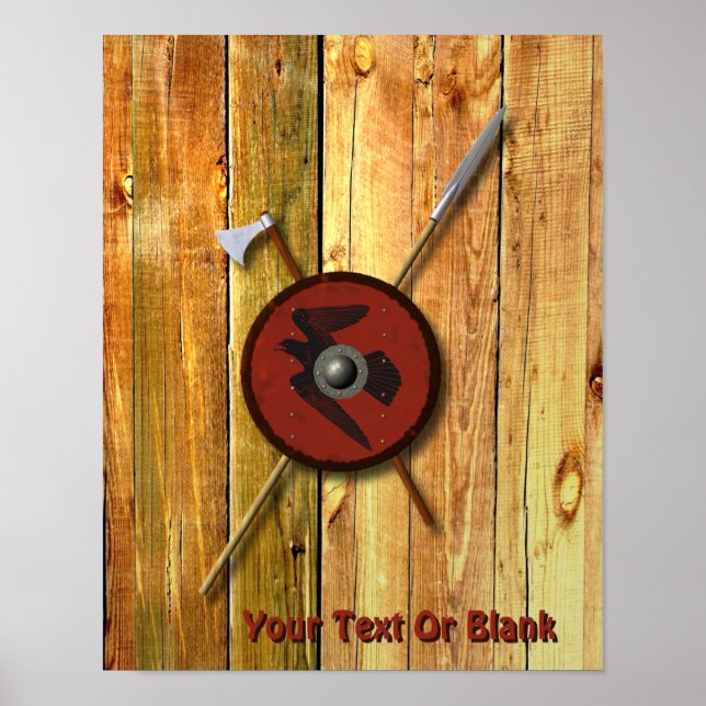 Viking Raven Shield And Weapons Poster (Front)