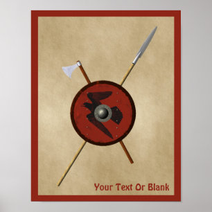 Viking Raven Shield And Weapons Poster