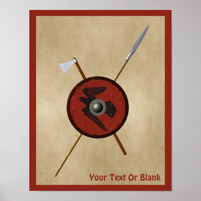 Viking Raven Shield And Weapons Poster (Front)