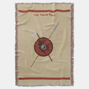 Viking Raven Shield And Weapons Throw Blanket