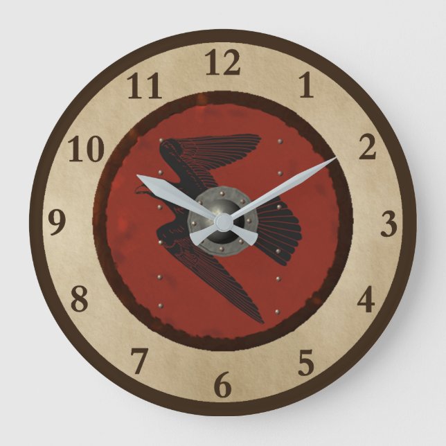 Viking Raven Shield Large Clock (Front)