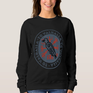 Viking Raven Vegvisir Valhalla Viking Runes Nordic Sweatshirt