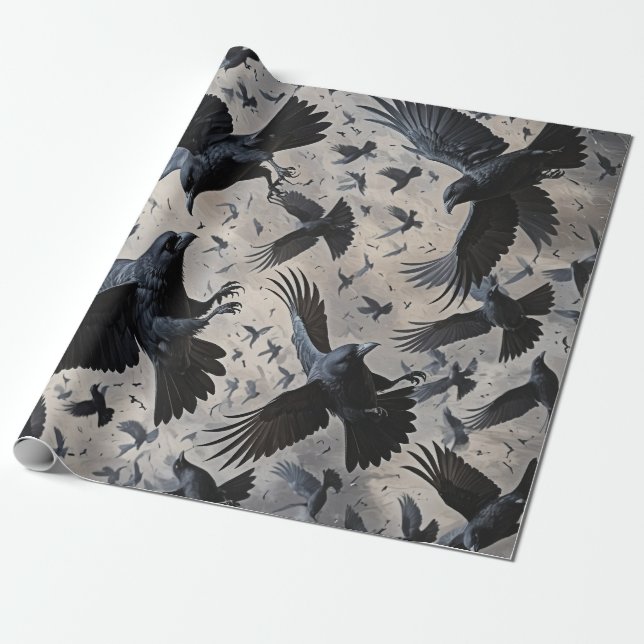 Viking Ravens Wrapping Paper (Unrolled)