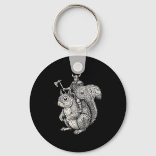 Viking Riding Squirrel Funny Warrior Art Key Ring