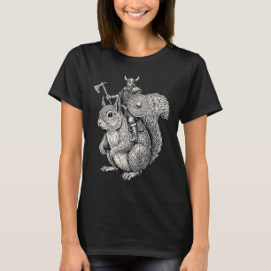 Viking Riding Squirrel Funny Warrior Art T-Shirt