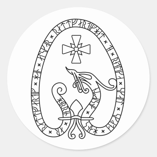 Viking Rune Stone black and white Classic Round Sticker (Front)