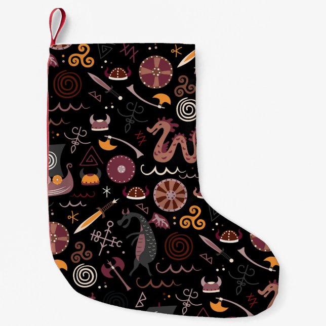 Viking: Seamless, Graphic Design. Small Christmas Stocking (Front)