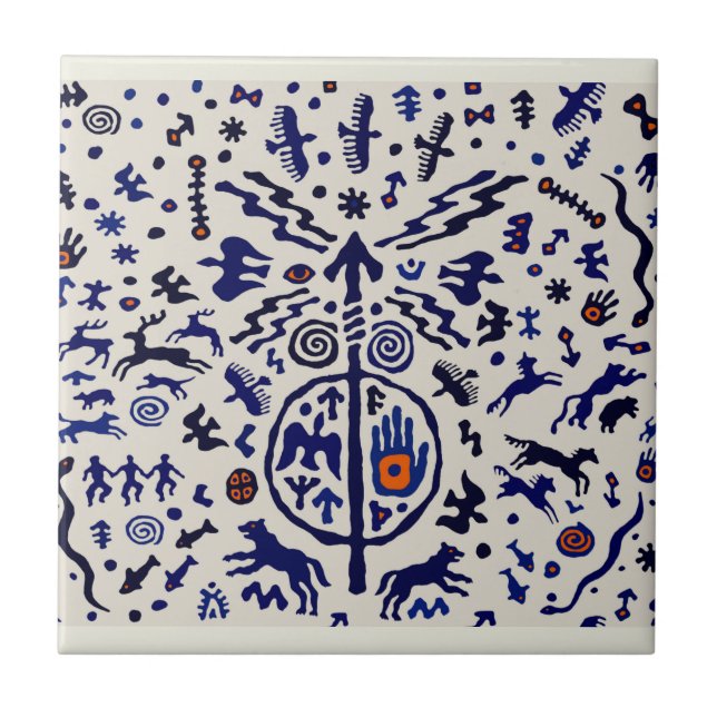 Viking Shaman Ritual Talisman Ceramic Tile (Front)