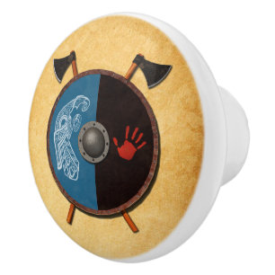 Viking Shield and Axes Ceramic Knob
