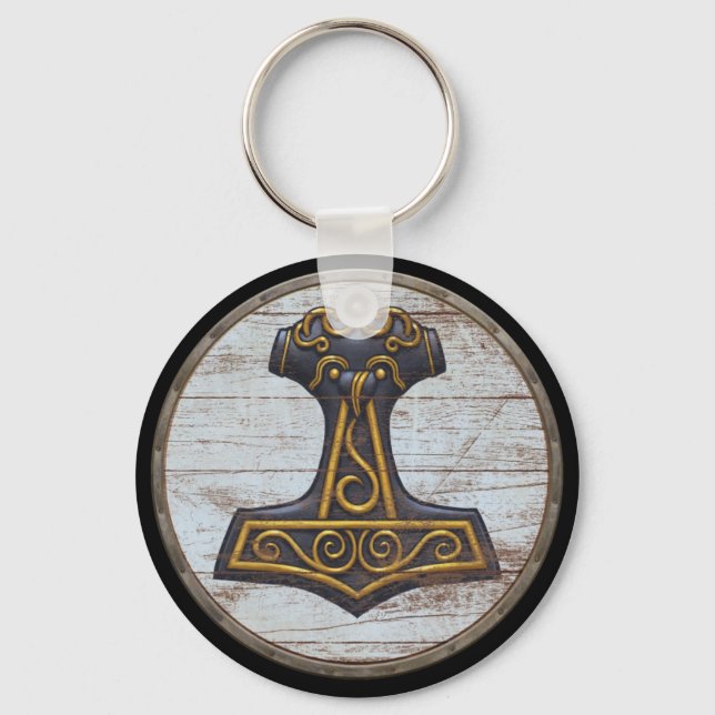 Viking Shield Keychain - Thor's Hammer (Front)
