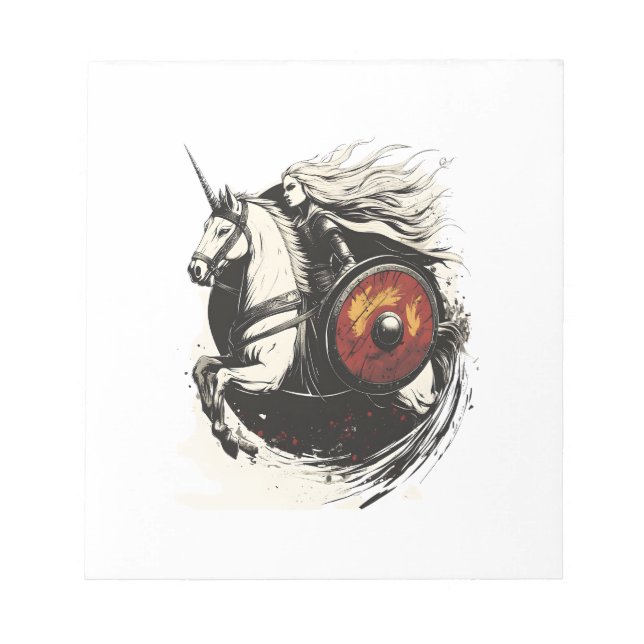 Viking Shield Maiden Unicorn (1) Notepad (Front)