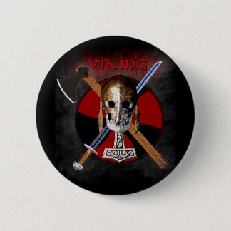 VIKING - Shield Skull 6 Cm Round Badge