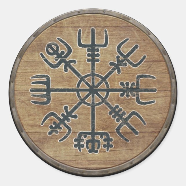 Viking Shield - Vegvísir Classic Round Sticker (Front)