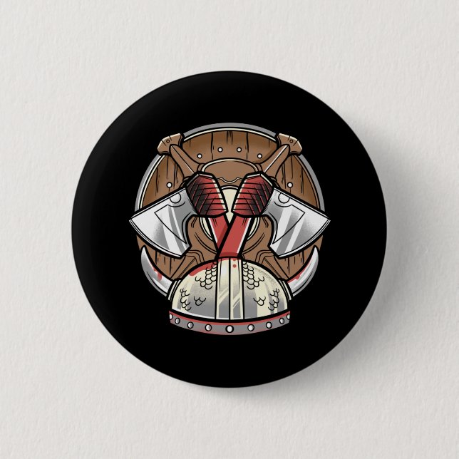 Viking Shield - Warrior Logo 6 Cm Round Badge (Front)