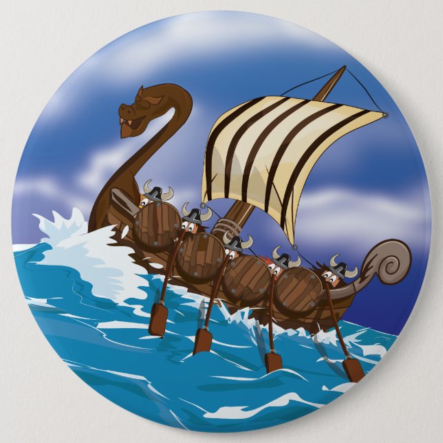 Viking Ship 6 Cm Round Badge (Front)