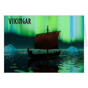 Viking Ship And Northern Lights