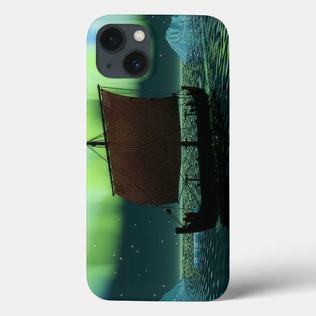 Viking Ship And Northern Lights Case-Mate iPhone Case (Back)
