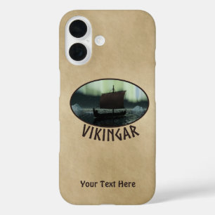 Viking Ship And Northern Lights iPhone 16 Case