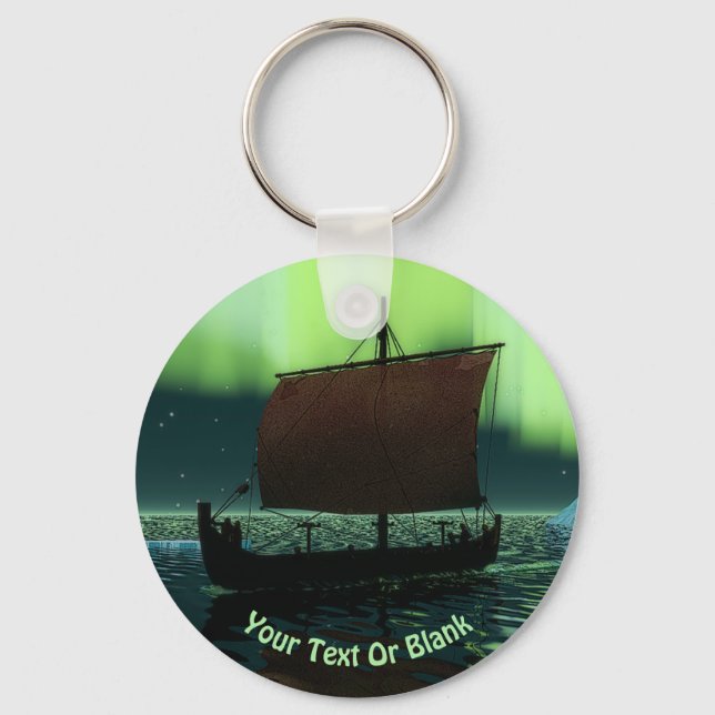 Viking Ship And Northern Lights Key Ring (Front)