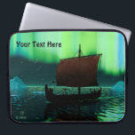 Viking Ship And Northern Lights Laptop Sleeve<br><div class="desc">A slightly stylised image of a viking longship sailing at night under the Northern Lights there a couple of icebergs; most of the crew is asleep. Add your own text.</div>