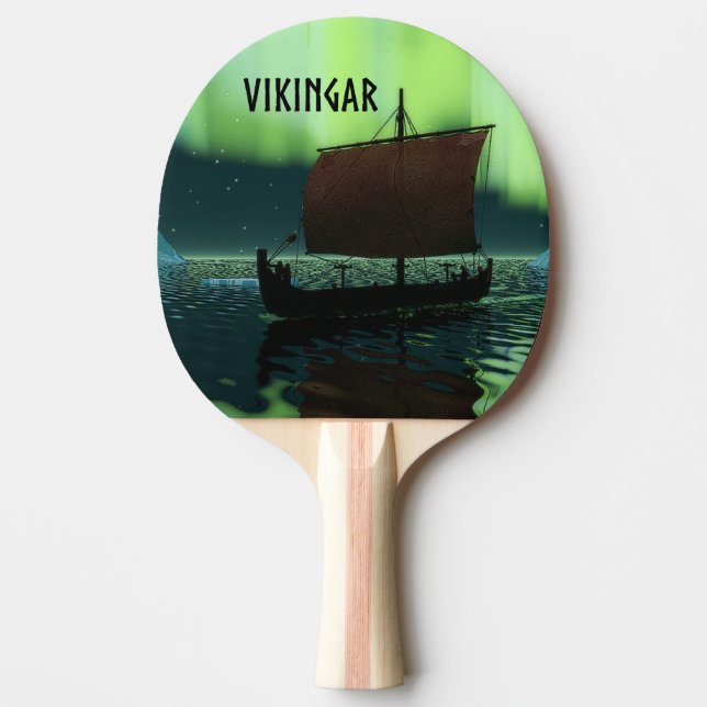 Viking Ship And Northern Lights Ping Pong Paddle (Front)