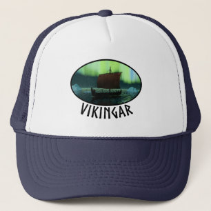 Viking Ship And Northern Lights Trucker Hat