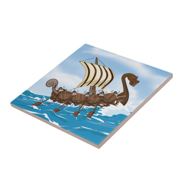 Viking Ship Ceramic Tile (Side)