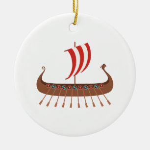 Viking Ship Ceramic Tree Decoration