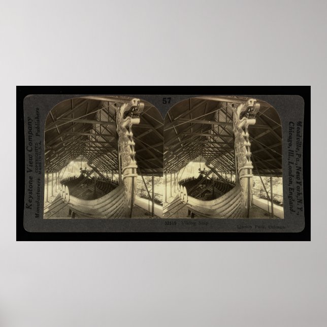 Viking ship, Lincoln Park, Chicago Stereoscopic Poster (Front)