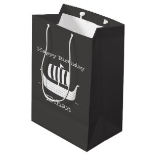 Viking ship/longboat w/custom background colour medium gift bag