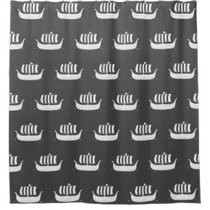 Viking ship longboat w/custom background colour shower curtain