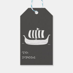 Viking ship longboat with custom background colour gift tags