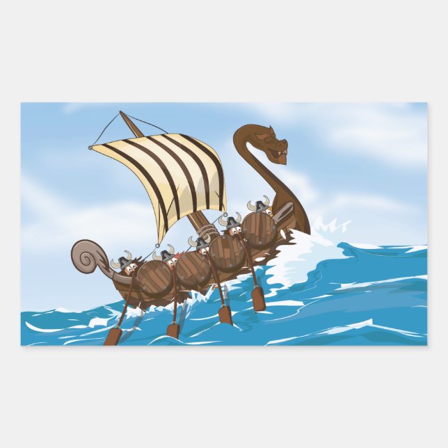 Viking Ship Rectangular Sticker (Front)