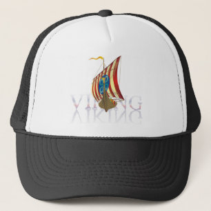 Viking ship reflecting on mysterious water trucker hat