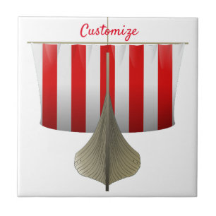 Viking Ship Sailing Thunder_Cove Ceramic Tile