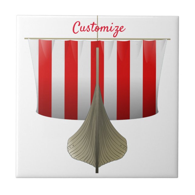 Viking Ship Sailing Thunder_Cove Ceramic Tile (Front)