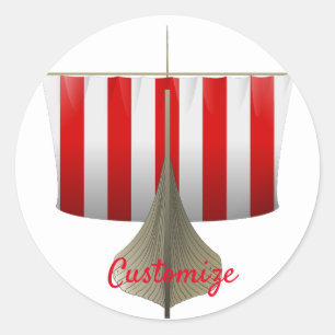 Viking Ship Sailing Thunder_Cove Classic Round Sticker