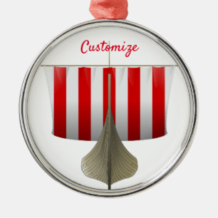 Viking Ship Sailing Thunder_Cove Metal Ornament