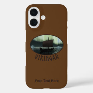 Viking Ship Under Northern Lights iPhone 16 Case