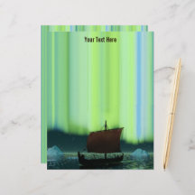 Viking Ship Under Northern Lights