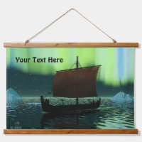 Viking Ship Under Northern Lights