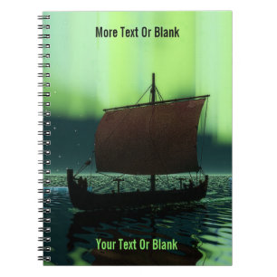 Viking Ship Under Northern Lights Notebook