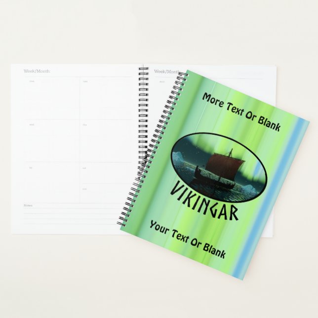 Viking Ship Under Northern Lights Planner (Display)