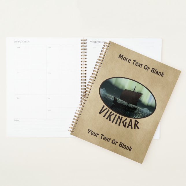 Viking Ship Under Northern Lights Planner (Display)