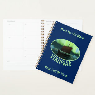 Viking Ship Under Northern Lights Planner