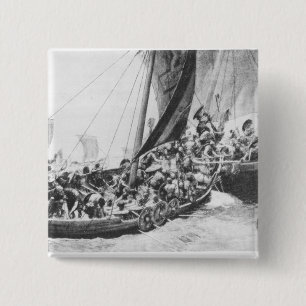Viking Ships 15 Cm Square Badge