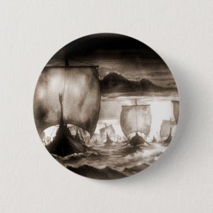 VIKING SHIPS 6 CM ROUND BADGE