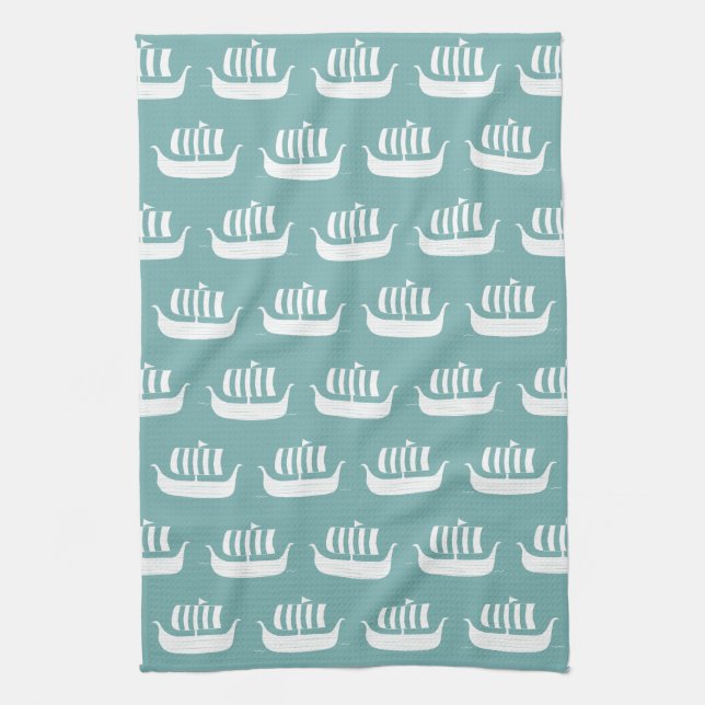 Viking ships kitchen towel (Vertical)