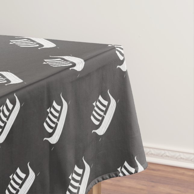 Viking ships/longboat w/custom background colour tablecloth (In Situ)