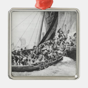 Viking Ships Metal Tree Decoration